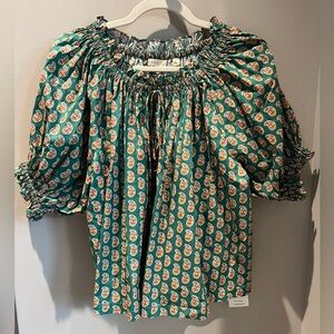 Dôen Cotton Print Blouse Top Sz XS